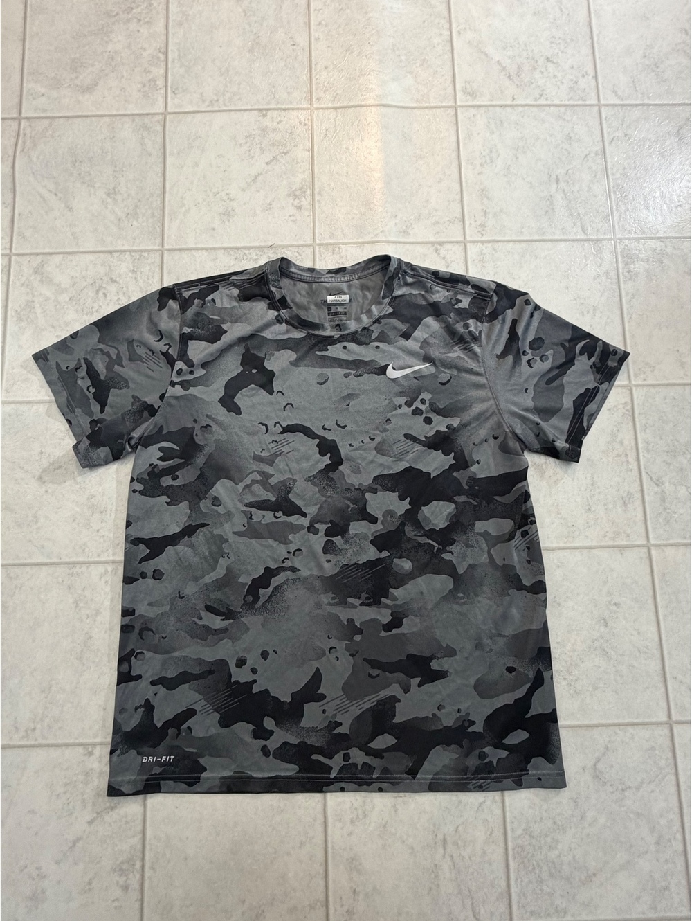 Nike Gray Camo Dri Fit T Shirt